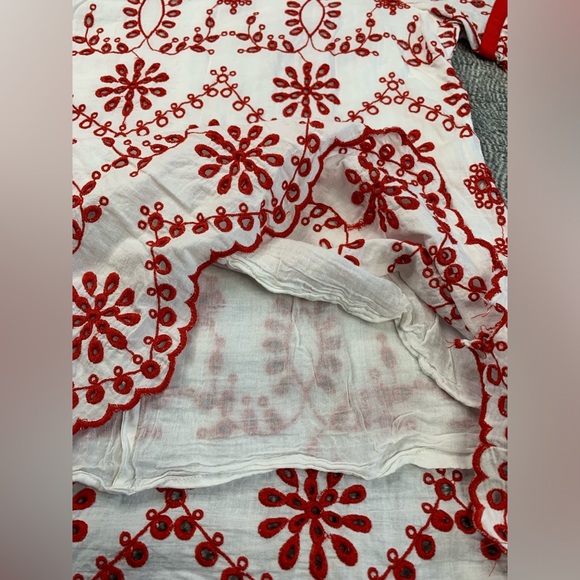 3/$10 Cocoplum Embroidered Eyelet Lined Cold Shoulder Flared Sleeve Blouse Top - Picture 6 of 14